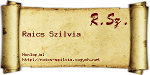 Raics Szilvia névjegykártya